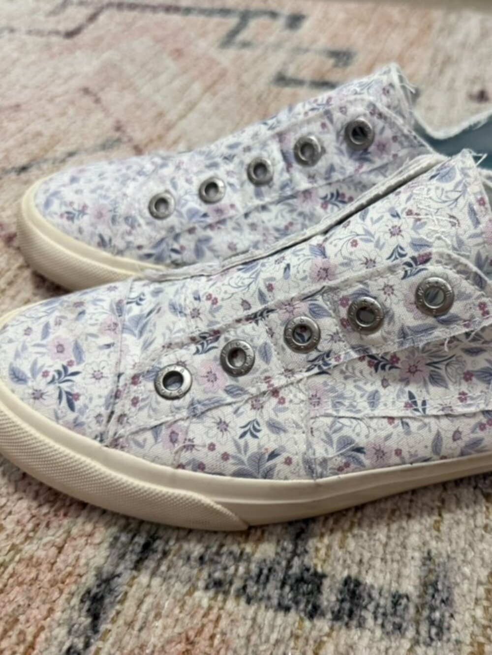Purple Floral Slip On Blowfish Shoes Size 10